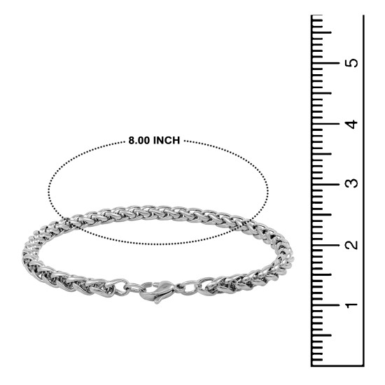 Stainless Steel Bracelet for Men Boys Unisex (Silver)