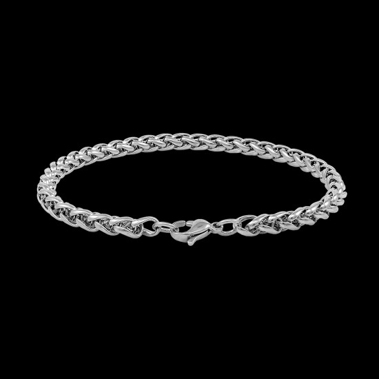 Stainless Steel Bracelet for Men Boys Unisex (Silver)