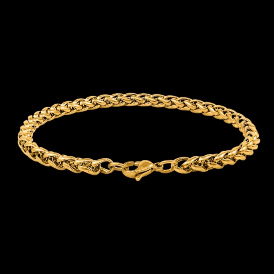 Stainless Steel Bracelet for Men Boys Unisex (Gold)