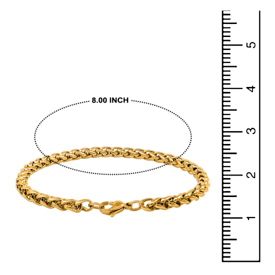 Stainless Steel Bracelet for Men Boys Unisex (Gold)