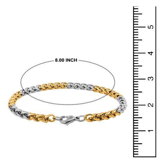 Stainless Steel Bracelet for Men Boys Unisex (Golden Silver)