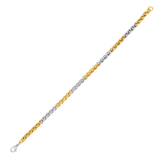 Stainless Steel Bracelet for Men Boys Unisex (Golden Silver)