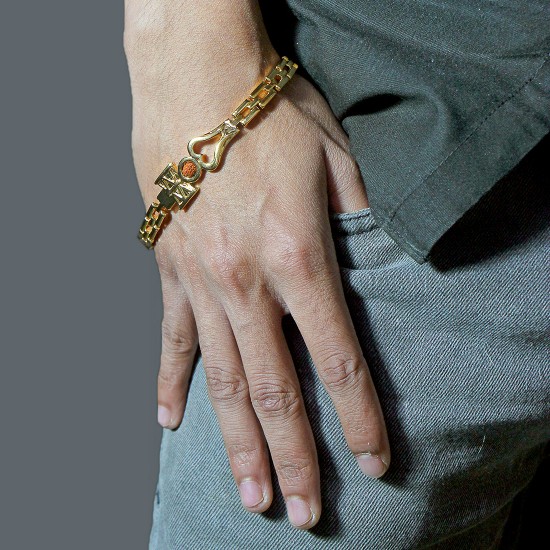 Nakabh Gold Plated Rudraksha Kada Bracelet for Men | Women (2203805)