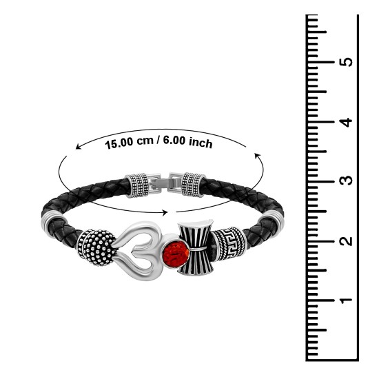 Antique Vintage Ethnic Kada Bracelet for Men Women Boys Girls (Trishul Dumroo Silver)