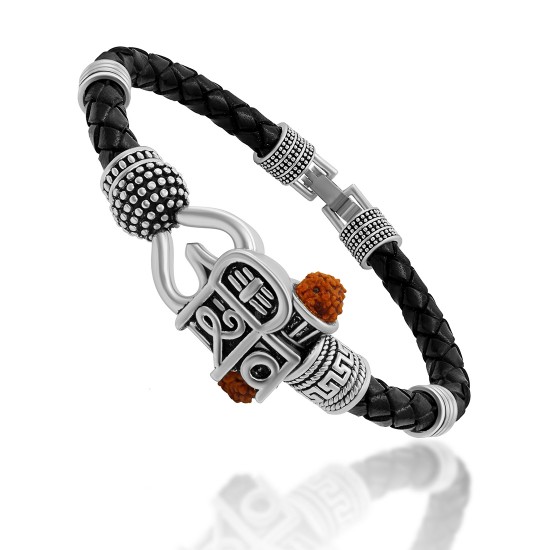 Antique Vintage Ethnic Kada Bracelet for Men Women Boys Girls (Shivji Words Silver)