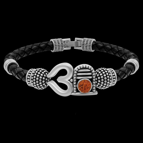 Antique Vintage Ethnic Kada Bracelet for Men Women Boys Girls (Shivling Silver)