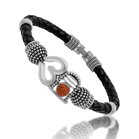 Antique Vintage Ethnic Kada Bracelet for Men Women Boys Girls (Shivling Silver)