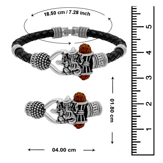 Antique Vintage Ethnic Kada Bracelet for Men Women Boys Girls (Ganesh Silver)