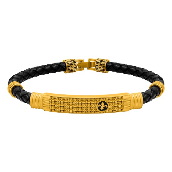 Gold Plated PU Leather Kada Bracelet for Boys