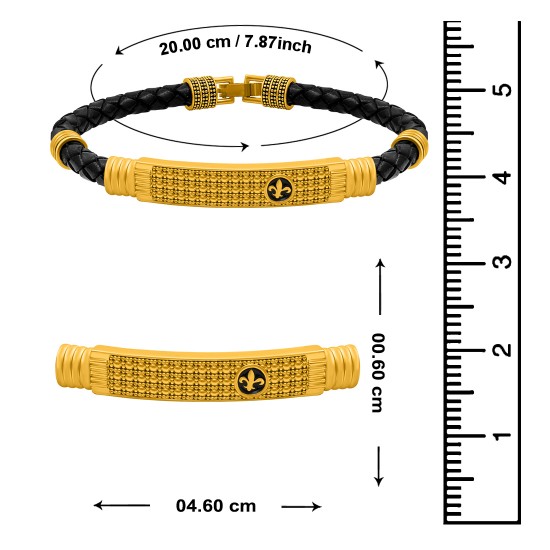 Gold Plated PU Leather Kada Bracelet for Boys