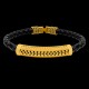 Gold Plated PU Leather Kada Bracelet for Boys (801)