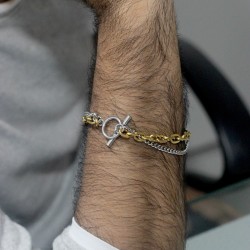 Stainless Steel Double Chain Wrist Bracelet for Men, Women, Unisex | Toggle Bar Lock (2206502) Stainless Steel Double Chain Wrist Bracelet for Men, Women, Unisex | Toggle Bar Lock (2206502)