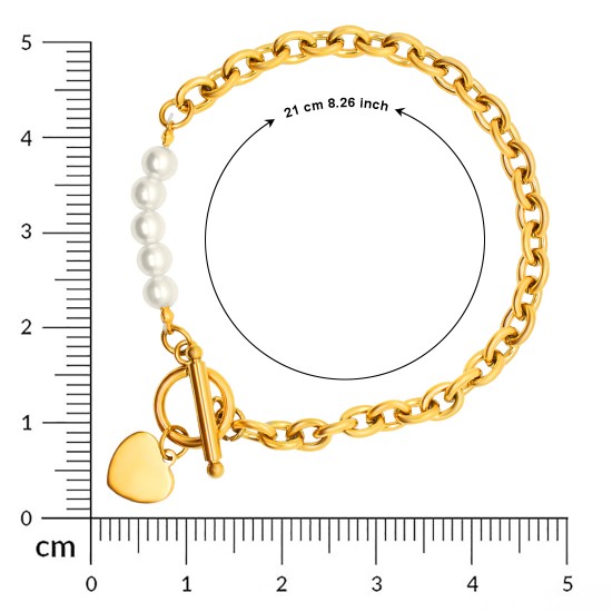 Gold Plated Stainless Steel Chain Bracelet with Pearl