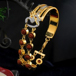 Gold Silver Plated Brass Chain Wrist Trishul Bracelet for Men Women (2207202)