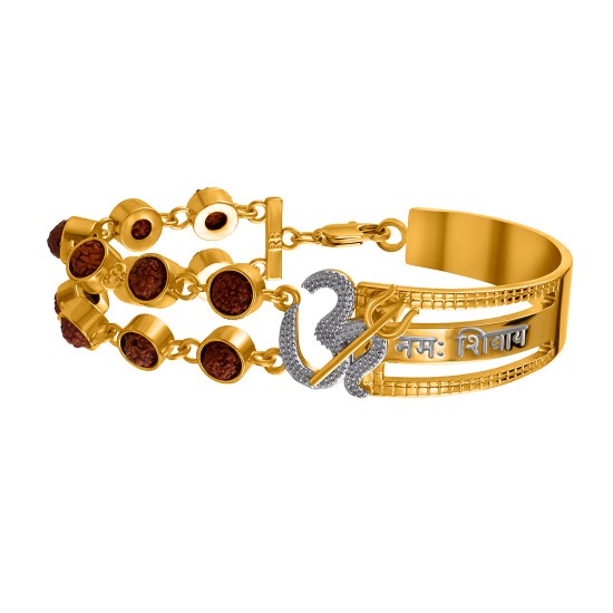 Gold Silver Plated Brass Chain Wrist Trishul Bracelet for Men Women (2207202)
